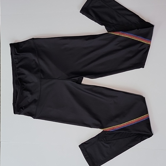 C&C California Black Rainbow Dot Mesh Legging Pants Bottoms Stretch Colorful M - Picture 6 of 10